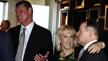 James Packer, Pam Williams and John Alexander at the Sydney  launch of Williams' book <i>Killing Fairfax</i> in 2013.