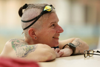 In this 2018 photo provided by the Invictus Games Team Ukraine, Yuliia Paievska, known as Taira, pauses in the pool during trials in Kyiv, Ukraine.
