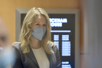 Elizabeth Holmes at the federal courthouse for her trial in San Jose, California last month.