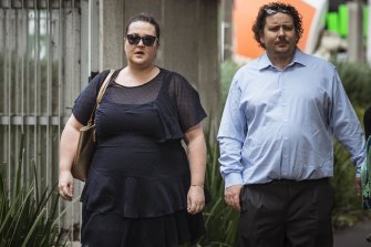 Nurse Stephanie Hills (left) arrives to give evidence at the Coroners Court of Victoria on Monday.
