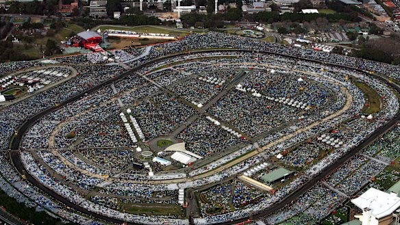 An aeriel view of Royal Randwick in 2008 as 400,000 gathered the final mass at World Youth Day led by Pope Benedict XVI.