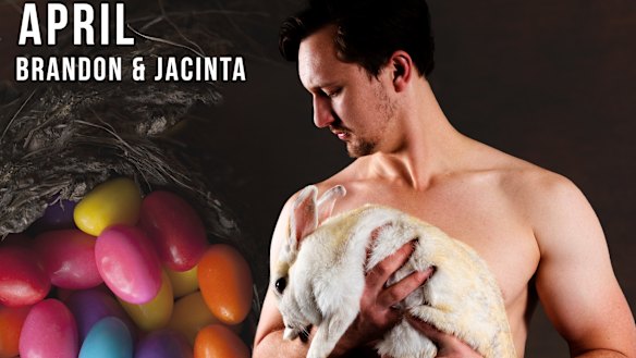 Brandon and Jacinta the bunny starred on the April page of the men of Mooseheads security calendar.