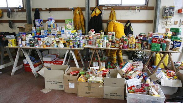 Donations flood into Kinglake after the devastation. 