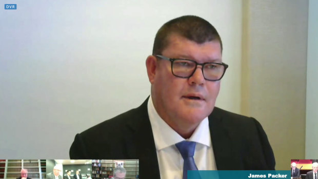 Majority shareholder James Packer giving evidence before the inquiry last year.