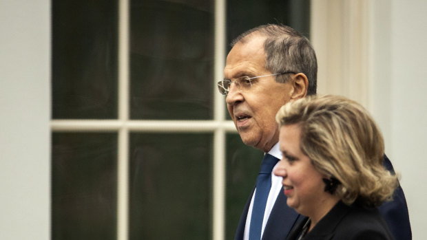 Russian Foreign Minister Sergei Lavrov arrives for a meeting with US President Donald Trump at the White House on Tuesday.
