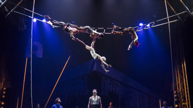 An aerial act in Circus Oz's <i>Model Citizens</i>.