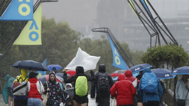 Rain delayed the first afternoon of Australian Open action.