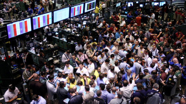 Wall Street traders on September 15, 2008, when the Lehman Brothers slid into bankruptcy as the global financial crisis spread.