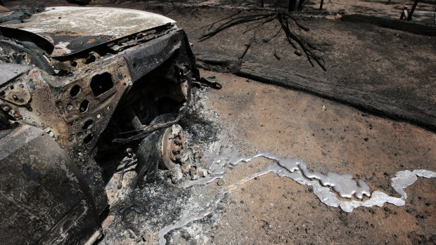 A burnt out car in Strathewan.