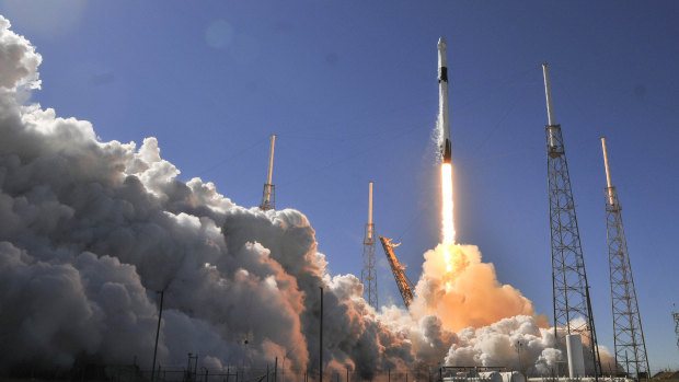 A SpaceX Falcon 9 rocket lifts off toward the International Space Station, where tourists could soon be holidaying. 
