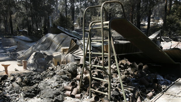 The remains of a house after the fire swept through Kinglake.