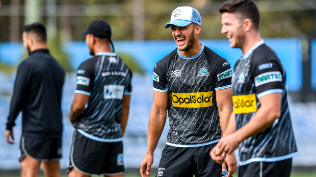 Prolific: Valentine Holmes (second right) trains ahead of week 1 of the NRL finals at Southern Cross Group Stadium.
