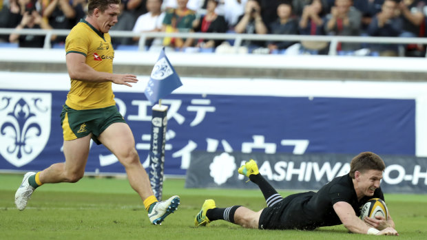 Different class: Beauden Barrett's try showed his ability.
