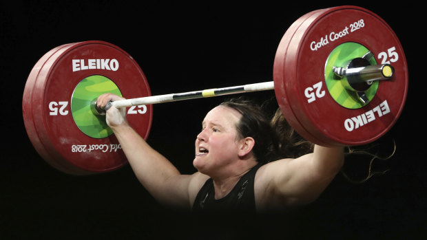 New Zealand's Laurel Hubbard, competing at the Gold Coast Games.
