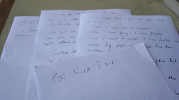 "Too much pain": The letter left by John Pirona. 