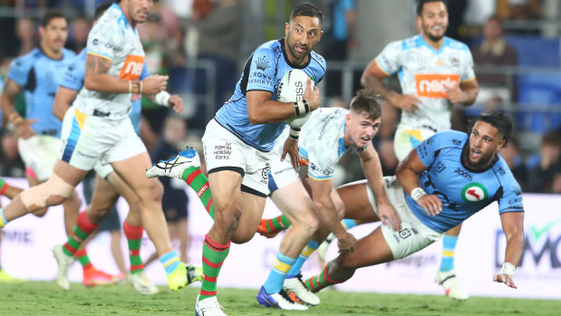 Benji Marshall breaks away to score on Friday night.