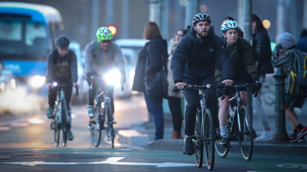 Melbourne cyclists brave the coldest June morning in two years.