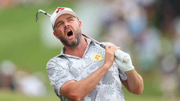 Australian LIV golfer Marc Leishman playing at the Australian Open on Saturday.