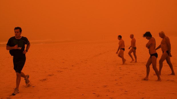 Dust storm covering Maroubra Beach in Sydney on the morning of Wednesday 23rd September 2009.