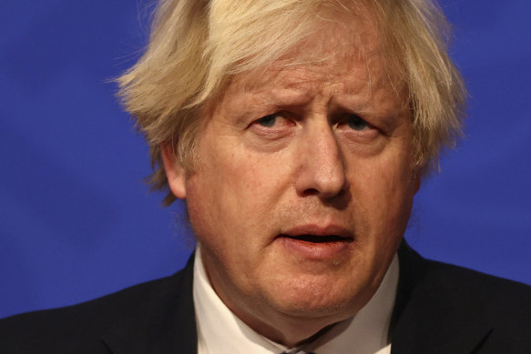 British Prime Minister Boris Johnson speaks at a press conference in London’s Downing Street on Wednesday. 