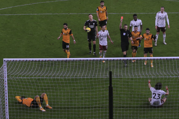 Arsenal had been the better side at Molineux before David Luiz was controversially sent off.