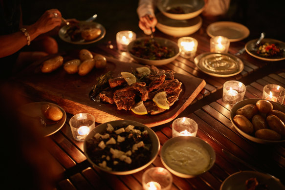 Camp dinner is a rustic alfresco Greek feast.
