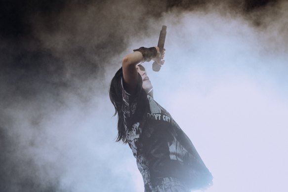 Billie Eilish performs for a crowd fizzing with excitement at Rod Laver Arena.