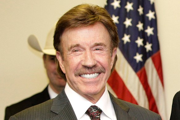 Chuck Norris appears at a ceremony in Garland, Texas on December 2, 2010.