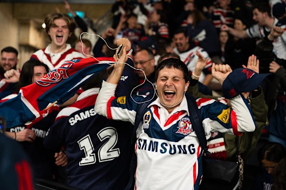 Roosters fan Nicholas Sundish at the team’s round 24 game against Penrith.