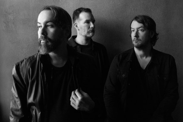 Greg Gonzalez with his Cigarettes After Sex bandmates Jacob Tomsky (centre) and bass player Randall Miller. 