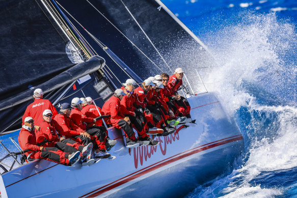 The Oatley family’s Wild Oats XI at Hamilton Island Race Week in 2019.