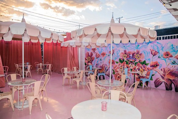 Pastel-hued cocktail bar, Velveteen Rabbit in the Arts District.