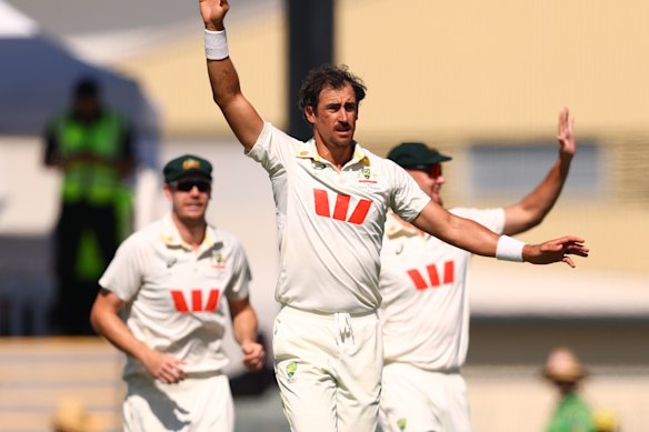 Mitch Starc has claimed a five-wicket haul in his first 22 balls in Mackay.