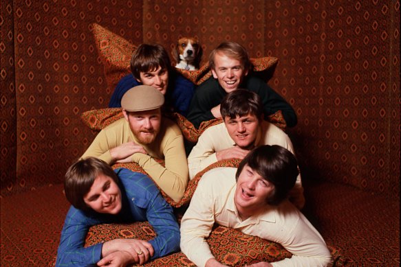 The Beach Boys in the ’60s (clockwise from top left): Dennis Wilson, Al Jardine, Bruce Johnston, Brian Wilson, Carl Wilson and Mike Love.