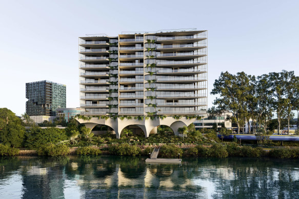 An artist’s impression of the Arc Residences tower proposed for Toowong in Brisbane.