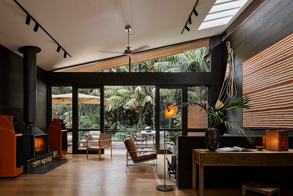 North House lounge and deck… the house is a showcase for artworks.