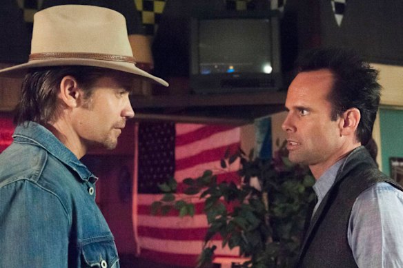 Walton Goggins (right) with Timothy Olyphant in Justified.