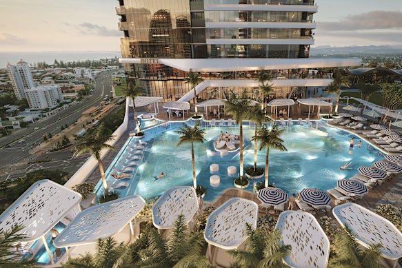 Artist’s impression of the rooftop pool at Andaz Gold Coast.