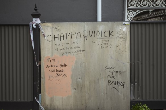 The Hawthorn fence, pictured on Sunday.