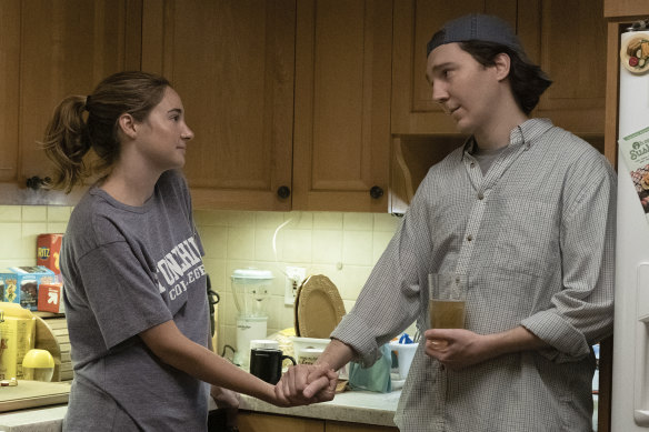 Shailene Woodley plays the clear-headed wife of Keith Gill (Paul Dano).