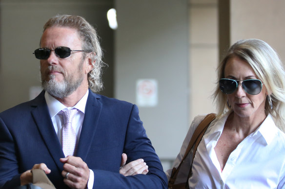 Craig McLachlan and partner Vanessa Scammell arrive at the Melbourne Magistrates Court last month.