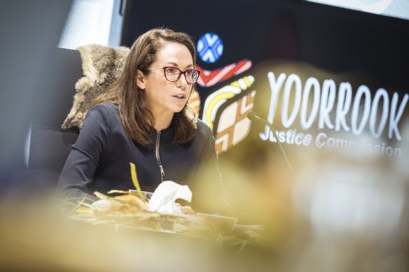 Victorian state Attorney-General Jaclyn Symes gives evidence to the Yoorrook Justice Commission.