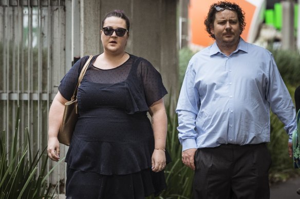 Nurse Stephanie Hills (left) arrives to give evidence at the Coroners Court of Victoria on Monday.