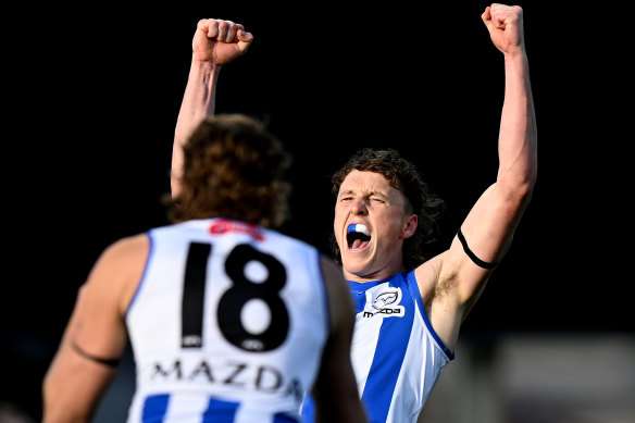 Pumped: Nick Larkey slotted home nine goals.