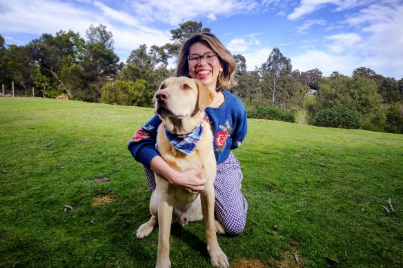Riesa Renata and Bowie, of Instagram account @masterbowie2016, at their home in Hurstbridge.