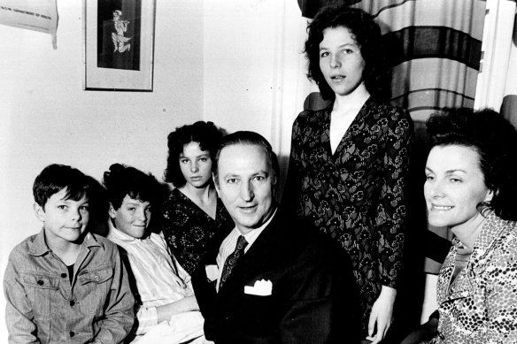 Dr William McBride with David, far left, and the rest of the McBride family in their Blakehurst home in 1972.