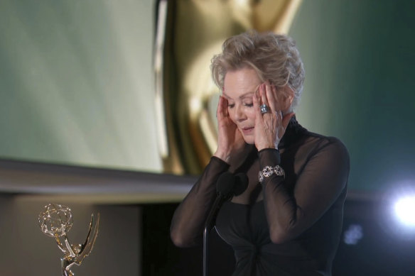 Jean Smart accepts the award for outstanding lead actress in a comedy series for Hacks during the Primetime Emmy Awards.