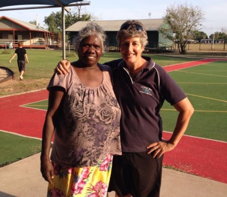 Maree Timms (right), team-taught with colleague Hagar Buliwana in Arnhem Land.