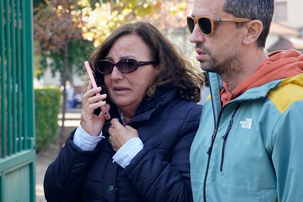 Relatives of passengers aboard the trains involved in a collision arrive at a religious residence converted into a temporary medical facility in Toledo, Spain, Thursday, Oct. 29, 2026. 