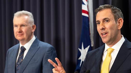 Employment Minister Tony Burke with Treasurer Jim Chalmers.